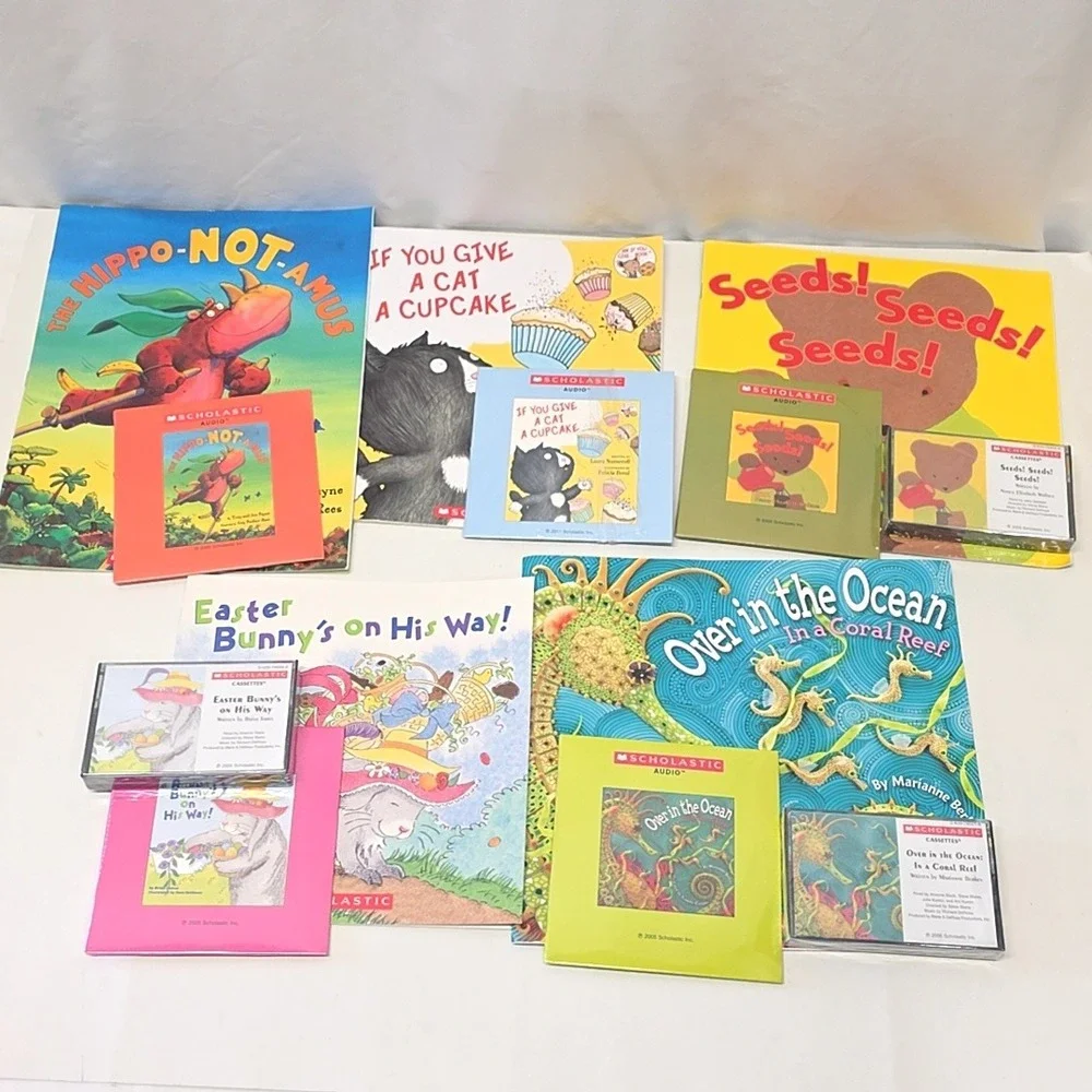 Scholastic Audio Books & Cassettes Lot Kids Read-Along Set of 5